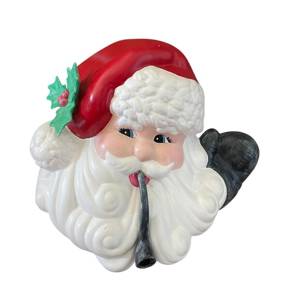 Vintage Ceramic Santa Head Christmas Decor - Picture 1 of 5
